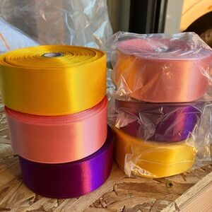 Wholesale 8 rolls - 1.5 inch Gift Wrap Ribbon 50 Yards Yellow Purple Pink